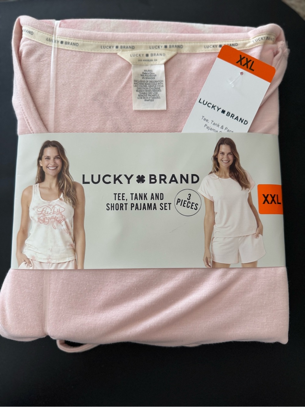 Lucky Brand Women's Pink Tee, Tank & Short Pajama Set